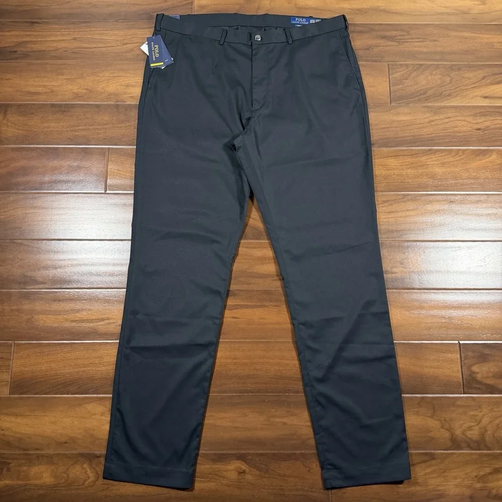 Polo Ralph Lauren Men's Size 42 T Tall Black Performance Tech Flat Front Pants